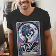 The Reader Tarot Card Reading Skeleton Skull Book Lover Men's V-Neck T-Shirt The Reader Tarot Card Reading Skeleton Skull Book Lover Men's V-Neck T-Shirt