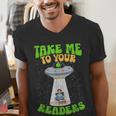 Take Me To Your Readers Alien Book Reading Bookaholic Men's V-Neck T-Shirt Take Me To Your Readers Alien Book Reading Bookaholic Men's V-Neck T-Shirt