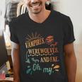 Readers Books Lovers BFF Books Club Paranormal Romance Reading Book Vampires Werewolves & Fae -Adults Short Sleeve Men's V-Neck T-Shirt