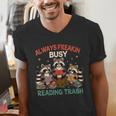 Reading Book Lover Racoon Always Freakin Busy Reading Trash Men's V-Neck T-Shirt Reading Book Lover Racoon Always Freakin Busy Reading Trash Men's V-Neck T-Shirt