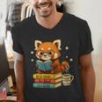 Reading Book Lover Red Panda Read Books Be Kind Stays Weird Men's V-Neck T-Shirt