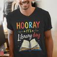 Reading Books Bibliophile Hooray It's Library Day Men's V-Neck T-Shirt Reading Books Bibliophile Hooray It's Library Day Men's V-Neck T-Shirt