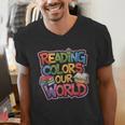 Reading Colors Our World Books Lover Men's V-Neck T-Shirt Reading Colors Our World Books Lover Men's V-Neck T-Shirt