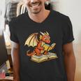 Reading Dragon Book Lover Bookworm Reader Men's V-Neck T-Shirt