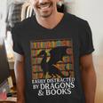 Reading Dragon Easily Distracted By Dragons And Books Men's V-Neck T-Shirt