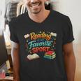 Reading Is My Favorite Sport Book Lover Men's V-Neck T-Shirt Reading Is My Favorite Sport Book Lover Men's V-Neck T-Shirt