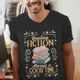 Reading Fiction Always A Good Time Book Reading Bookworm Men's V-Neck T-Shirt