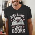 Reading Just A Girl Who Loves Books Men's V-Neck T-Shirt Reading Just A Girl Who Loves Books Men's V-Neck T-Shirt