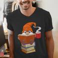 Reading Lover Book Graphic Gnome Men's V-Neck T-Shirt