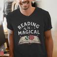 Reading Is Magical Book Lover Bookworm Librarian Library Day Men's V-Neck T-Shirt Reading Is Magical Book Lover Bookworm Librarian Library Day Men's V-Neck T-Shirt
