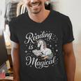 Reading Is Magical Unicorn Book Lover Fantasy Kids Men's V-Neck T-Shirt Reading Is Magical Unicorn Book Lover Fantasy Kids Men's V-Neck T-Shirt