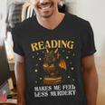 Reading Makes Me Feel Less Murdery Book Dragon Men's V-Neck T-Shirt Reading Makes Me Feel Less Murdery Book Dragon Men's V-Neck T-Shirt