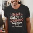 Reading And Motorcycle Life For Bikers Who Love Books Men's V-Neck T-Shirt