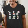 Reading Snowman Christmas Book Lovers Bookworm Librarian Men's V-Neck T-Shirt