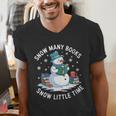 Reading Snowman So Many Books Christmas Books Readers Men's V-Neck T-Shirt