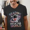 Reading Is Out Of This World Space Book Lover Men's V-Neck T-Shirt Reading Is Out Of This World Space Book Lover Men's V-Neck T-Shirt