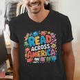 Reads Across Tee America Books Reader Reading Teacher Men's V-Neck T-Shirt