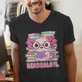 Readsalotl Axolotl Reading Book Bookworm Men's V-Neck T-Shirt Readsalotl Axolotl Reading Book Bookworm Men's V-Neck T-Shirt