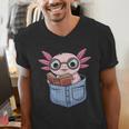 Readsalotl Axolotl Reading Book Lover Reading Pocket Axolotl Men's V-Neck T-Shirt Readsalotl Axolotl Reading Book Lover Reading Pocket Axolotl Men's V-Neck T-Shirt