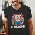 Readsolotl Axolotl Reading Book Lover Kawaii Bookworms Men's V-Neck T-Shirt
