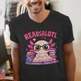 Readsolotl Pink Kawaii Axolotl Book Lover Reading Men's V-Neck T-Shirt Readsolotl Pink Kawaii Axolotl Book Lover Reading Men's V-Neck T-Shirt
