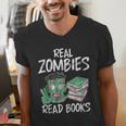 Real Zombies Read Books Zombie Men's V-Neck T-Shirt