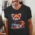 Red Panda Books Lover Reading Bookworm Men's V-Neck T-Shirt