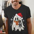 Retro Ghost Reading Book With Cat Bookish Club Christmas Men Women Kids Men's V-Neck T-Shirt