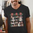 Retro Ghost Reading Book Teacher Librarian Bookish Christmas Men's V-Neck T-Shirt