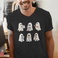 Retro Ghost Reading Books Halloween Bookish Ghost Bookworm Men's V-Neck T-Shirt Retro Ghost Reading Books Halloween Bookish Ghost Bookworm Men's V-Neck T-Shirt
