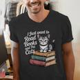 Retro I Just Want To Read Books And Pet Cats Cat For Men Women Kids Men's V-Neck T-Shirt Retro I Just Want To Read Books And Pet Cats Cat For Men Women Kids Men's V-Neck T-Shirt