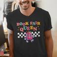 Retro Library Book Fair Queen School Reading Girls Women's Men's V-Neck T-Shirt Retro Library Book Fair Queen School Reading Girls Women's Men's V-Neck T-Shirt