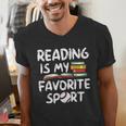Retro Reading Is My Favorite Sport Baseball World Book Day Men's V-Neck T-Shirt Retro Reading Is My Favorite Sport Baseball World Book Day Men's V-Neck T-Shirt