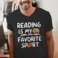 Retro Reading Is My Favorite Sport Football World Book Day Men's V-Neck T-Shirt Retro Reading Is My Favorite Sport Football World Book Day Men's V-Neck T-Shirt