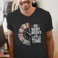 Retro So Many Books Little Time Book Clock Reading Men's V-Neck T-Shirt
