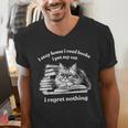 Retro I Stay Home I Read Books I Pet My Cat I Regret Nothing Men's V-Neck T-Shirt
