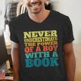 Retro Never Underestimate The Power Of a Boy With a Book Men's V-Neck T-Shirt Retro Never Underestimate The Power Of a Boy With a Book Men's V-Neck T-Shirt