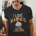 I Like Rhinos And Maybe 3 People Introvert Animal Men's V-Neck T-Shirt