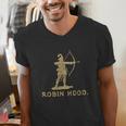 Robin Hood The Archer Book Cover Illustration In Gold Men's V-Neck T-Shirt Robin Hood The Archer Book Cover Illustration In Gold Men's V-Neck T-Shirt