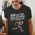 Run Like Your Book Boyfriend Is Waiting Runner Reader Men's V-Neck T-Shirt Run Like Your Book Boyfriend Is Waiting Runner Reader Men's V-Neck T-Shirt