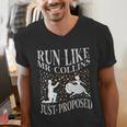 Run Like Mr Collins Just Proposed Vintage Book Quote Men's V-Neck T-Shirt Run Like Mr Collins Just Proposed Vintage Book Quote Men's V-Neck T-Shirt