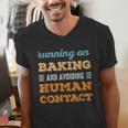Running On Baking Social Introvert Humor Vintage Men's V-Neck T-Shirt Running On Baking Social Introvert Humor Vintage Men's V-Neck T-Shirt