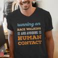 Running On Race Walking Social Introvert Humor Vintage Men's V-Neck T-Shirt