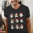 Santa Ghost Reading Books Christmas Library Teacher Men's V-Neck T-Shirt Santa Ghost Reading Books Christmas Library Teacher Men's V-Neck T-Shirt