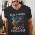 Save A Dragon Ride A Wingleader Books Dragon Lover Cute Men's V-Neck T-Shirt