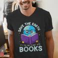 Save Earth It´s Only Planet With Books Reader Earth Day Men's V-Neck T-Shirt Save Earth It´s Only Planet With Books Reader Earth Day Men's V-Neck T-Shirt