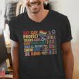 Say Gay Protect Trans Kids Read Banned Books LGBTQ Gay Pride Men's V-Neck T-Shirt