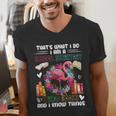 School Secretary Read Books And Know Things Flowers Flamingo Men's V-Neck T-Shirt
