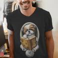 Shih Tzu Book How To Train Your Human Funny Dog Motif Men's V-Neck T-Shirt