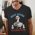 Silly Goose With Books Teacher Club School Educator Men's V-Neck T-Shirt Silly Goose With Books Teacher Club School Educator Men's V-Neck T-Shirt